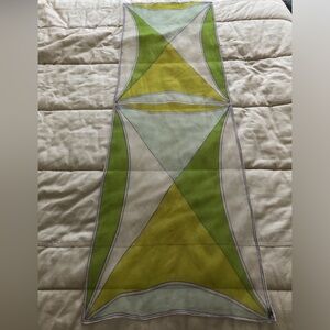 Vintage Vera Neumann Sheer Scarf Green Blue 14” x 43”